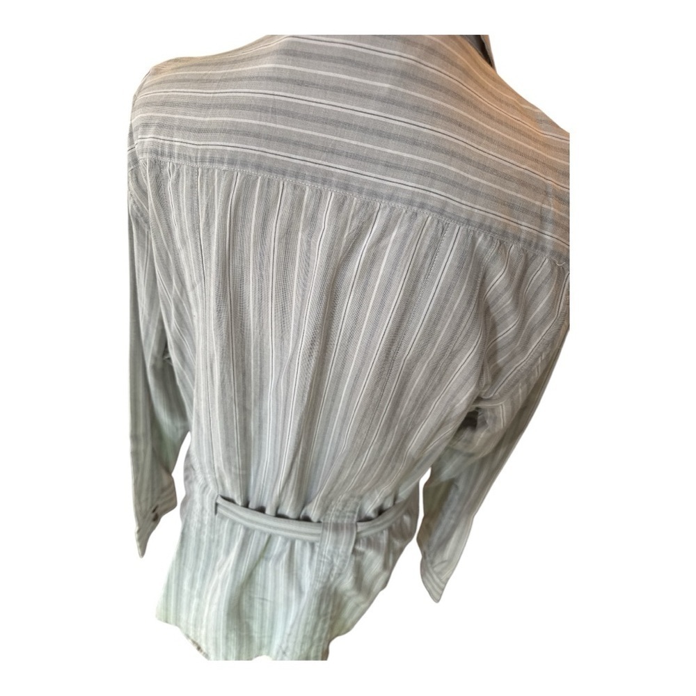 RARE Filsons Colville Cotton Shirt Dress Gray White w/ Belt Sz L - Picture 3 of 6